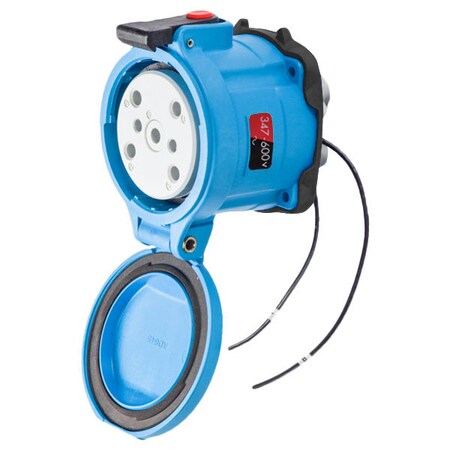 Meltric Pin & Sleeve Receptacle, 100 A, 347/600V AC, Three Phase, 3 Pole, Blue, NEMA 3R 33-64187-C-K14-972